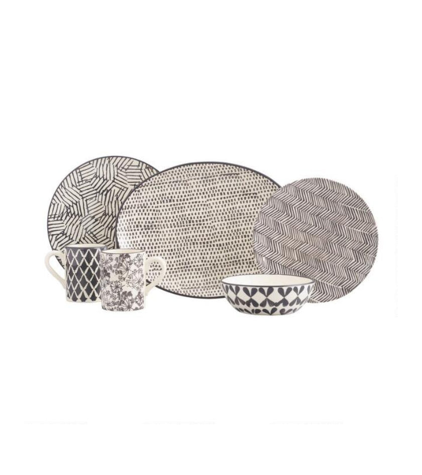 Charcoal And Ivory Alvaro Bowls Set Of 4