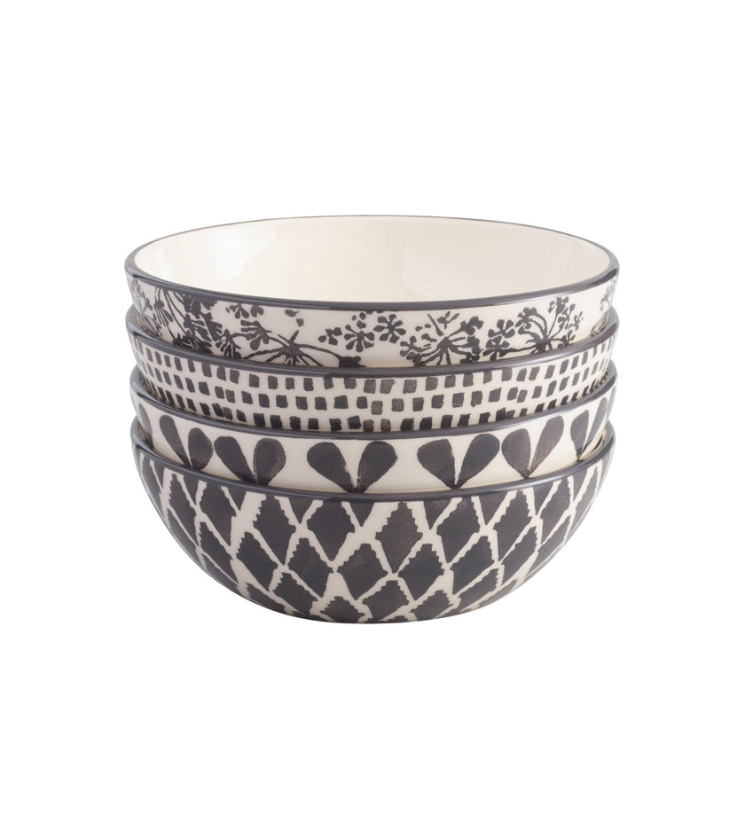 Charcoal And Ivory Alvaro Bowls Set Of 4